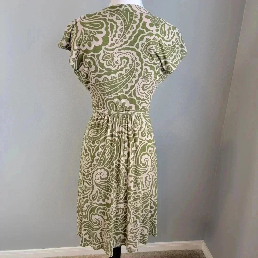 Boden Jersey Dress Paisley Print Wrap Front Capped Sleeve Stretch 4P
